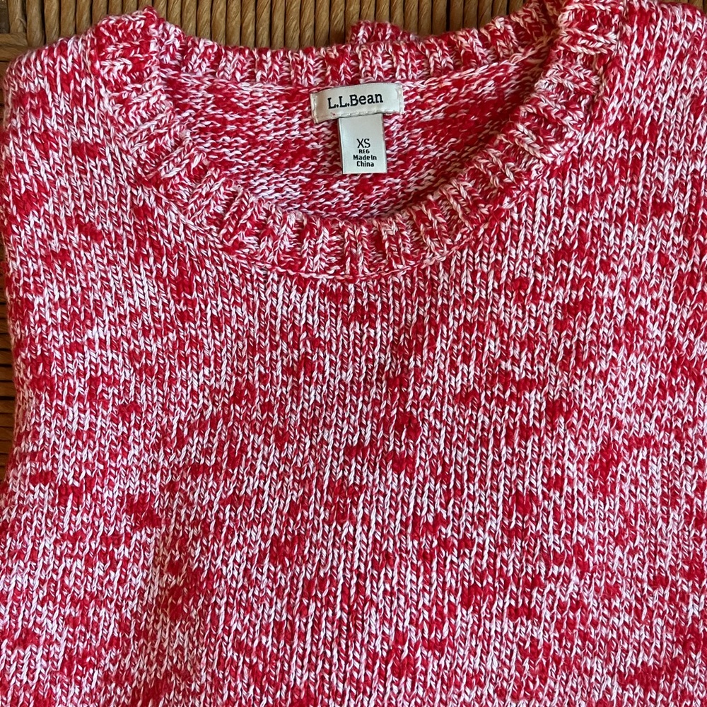 L.L. Bean XS Red & White Knit Pullover Sweater